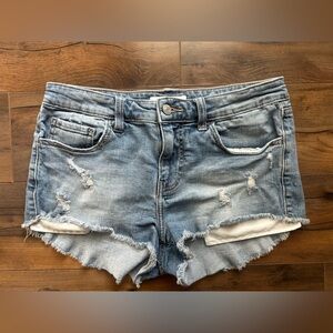 Willow & Root Distressed Denim Shorts | Mid-Rise Cutoff Jean Shorts | Size 27